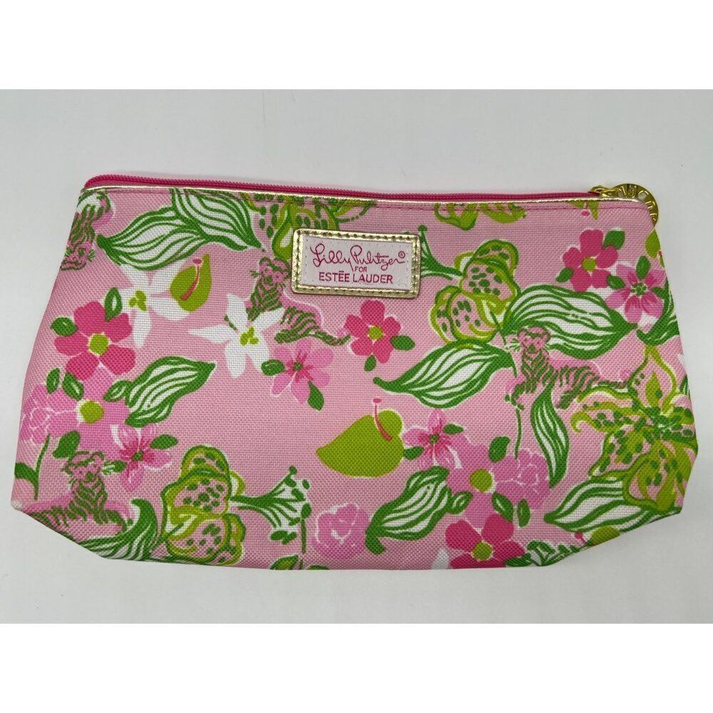 Lilly Pulitzer Pink Floral For Estee Lauder Make-Up Bag